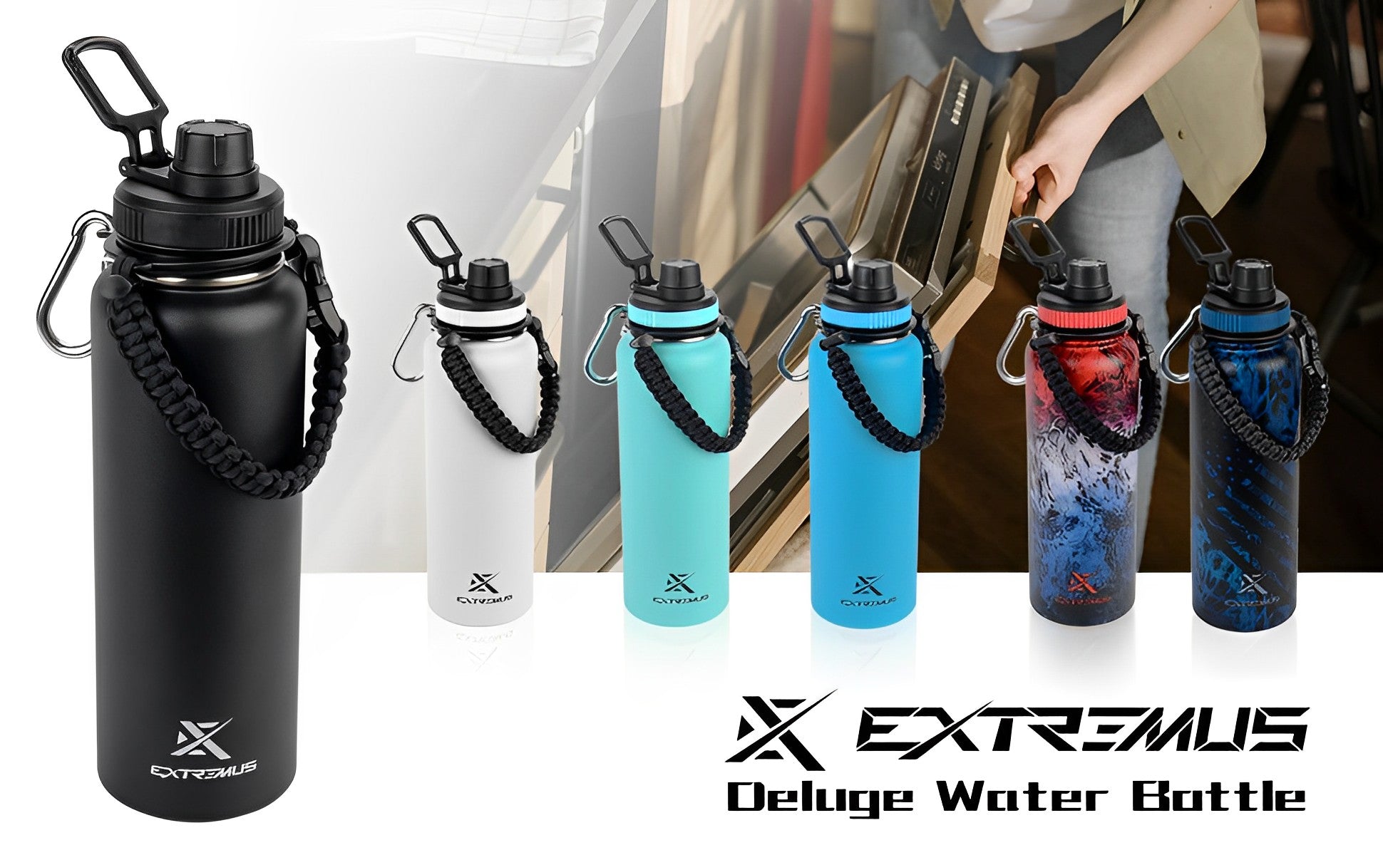 32/40oz Water Bottle Sling | Black - Leak-Proof, BPA Free