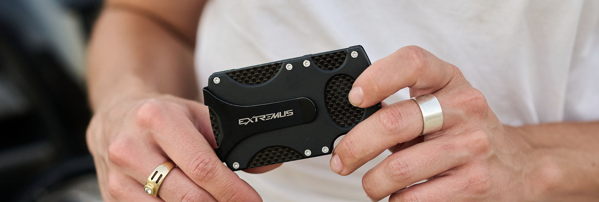 Extremus Carbon Fiber Wallet, Money Clip, RFID Blocking Technology