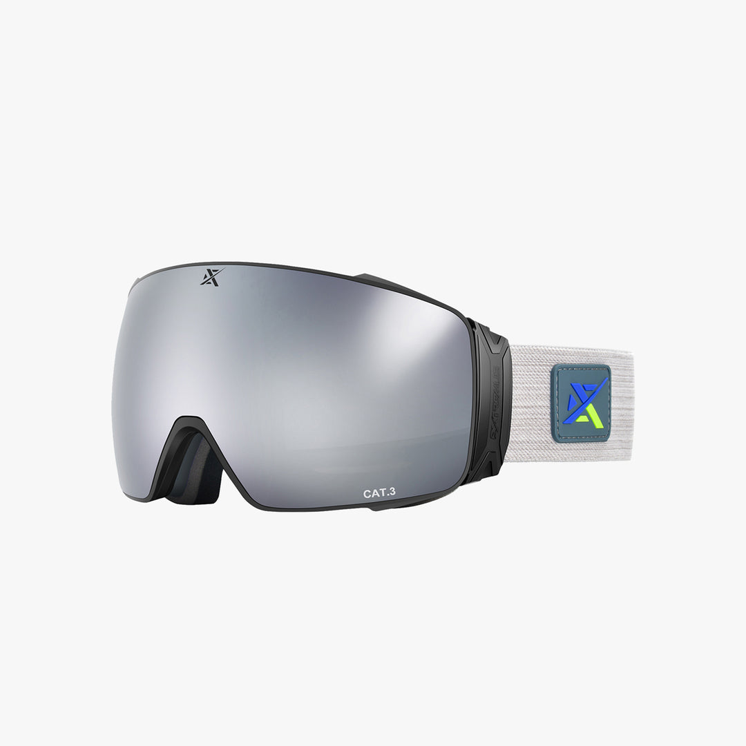 cat 3 ski goggles Extremus Interchangeble Lens Most Optically True Vision Choice Frame: Matt Black / Lens: Sterling Silver